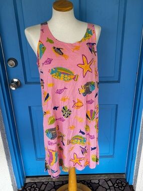 Cotton Connection Pink Tropical Beach Cover Up Dress